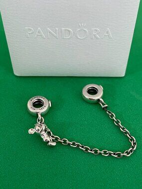 Pandora Disney, Climbing Mickey Safety Chain, Red CZ Sterling silver Charm